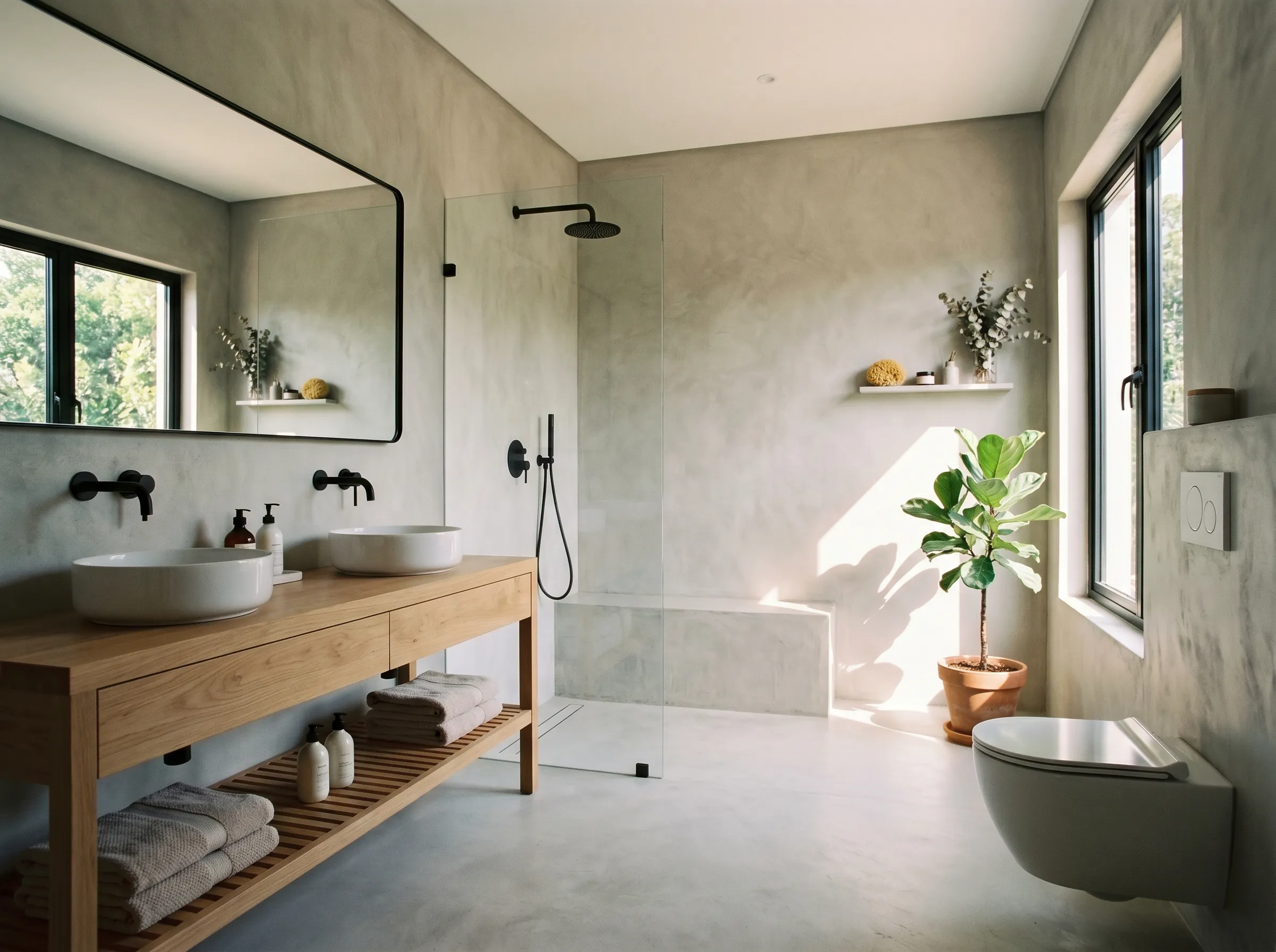 Nachher: Fugenloses Badezimmer mit Terrastone durch Malerbetrieb Lienert